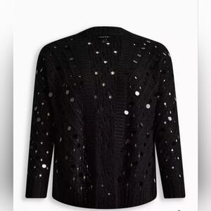 Torrid Sequin Open Front Black Cardigan